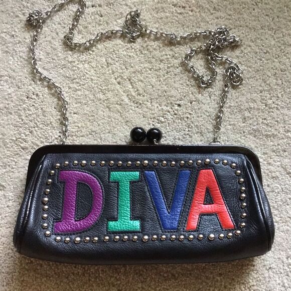 RARE BRIGHTON LEATHER CHIC DIVA KISSLOCK PURSE CROSSBODY - Picture 1 of 7